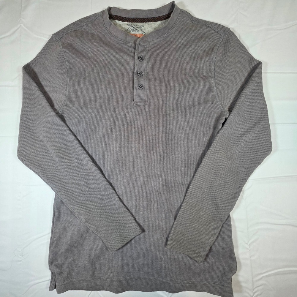 Weatherproof Vintage Mens Long Sleeve Henley Waffle Knit Thermal Shirt Gray M